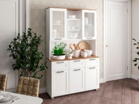 Буфет Катерини (дуб бельмунд/белое дерево) в Кыштовке - kyshtovka.mebel-nsk.ru | фото