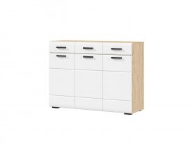 Комод 1200 КМ-01 Либерти (дуб сонома/белый глянец) в Кыштовке - kyshtovka.mebel-nsk.ru | фото