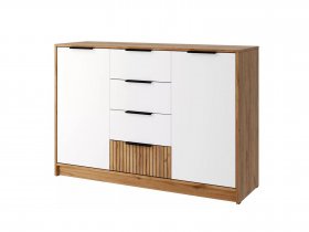 Комод КМ-002 Ивис (дуб крафт золотой/белый) в Кыштовке - kyshtovka.mebel-nsk.ru | фото