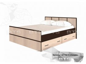 Кровать двуспальная с ящиками 1,4м Сакура (BTS) в Кыштовке - kyshtovka.mebel-nsk.ru | фото