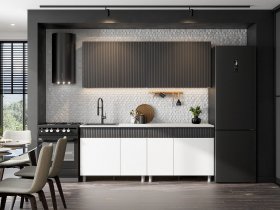 Кухонный гарнитур София (2,0м) (бланж/графит матовый) в Кыштовке - kyshtovka.mebel-nsk.ru | фото
