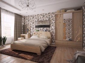Модульная спальня Виктория-1 (дуб сонома) в Кыштовке - kyshtovka.mebel-nsk.ru | фото