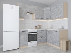 Модульная угловая кухня 1,4м*2,1м Лада (цемент) в Кыштовке - kyshtovka.mebel-nsk.ru | фото