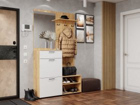 Прихожая Монтана (дуб крафт золотой/белый) в Кыштовке - kyshtovka.mebel-nsk.ru | фото