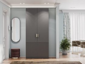 Шкаф двухстворчатый Эккервуд (Нью) (графит) в Кыштовке - kyshtovka.mebel-nsk.ru | фото