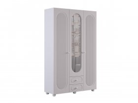 Шкаф трехдверный Милана (белое дерево/сакура) в Кыштовке - kyshtovka.mebel-nsk.ru | фото