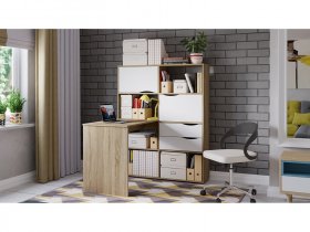 Стол письменный тип 7 (дуб сонома/белый ясень) в Кыштовке - kyshtovka.mebel-nsk.ru | фото
