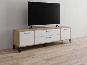 Тумба под ТВ Парус-13 (дуб крафт серый/белый) в Кыштовке - kyshtovka.mebel-nsk.ru | фото